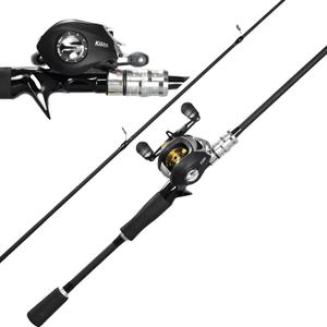 Kilitn Fishing Rod and Reel Combo, Black Color Baitcasting Combo Baitcast Reel, 2-Piece Baitcaster Rod, Durable Fiberglass with Comfortable EVA Handle (Casting Left 6FT)