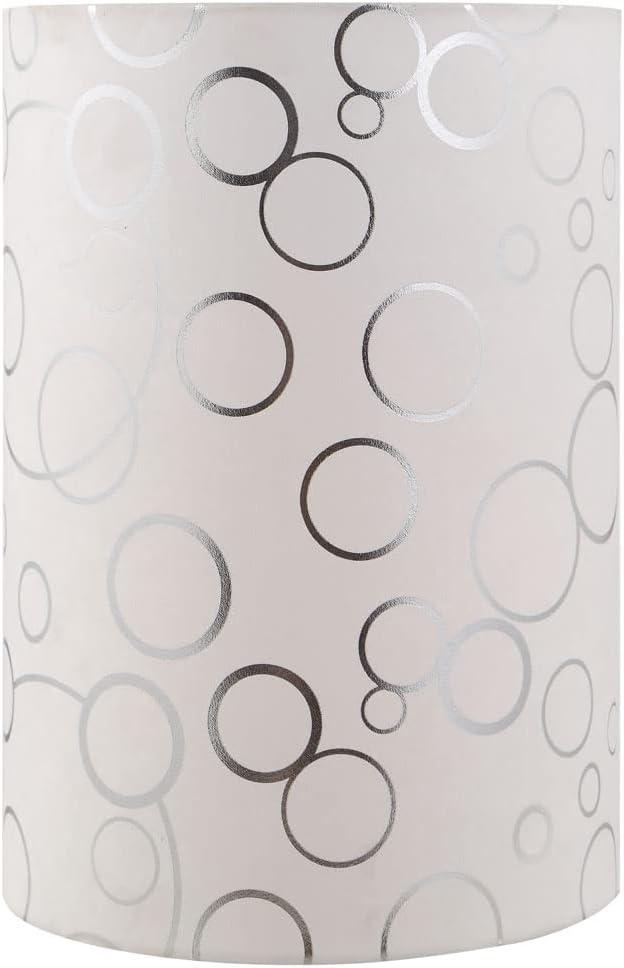 Aspen Creative 31304 Contemporary Drum (Cylinder) Shaped Spider Construction Lamp Shade in White with Circle Pattern, 8" wide (8" x 8" x 11")