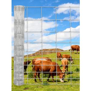 Cattle Farm Fence, 6x328ft Galvanized Wire Fencing 14GA Heavy Zinc Coating Wire Fencing, for Goat Deer Yard Livestock Animals Protection (6x328ft(14GA))