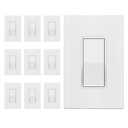 ENERLITES Matte White Light Switch with Screwless Wall Plate, Decorator Paddle Rocker Wall Switch, Single Pole, Grounding Screw, Residential Grade, 15A 120V/277V, UL Listed, 91150-MW-10PCS (10 Pack)