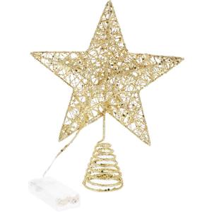 Luminous Christmas Tree Topper Star Gold Five-Pointed Lighted Xmas Tree Decor with Box for Festive Holiday Decorations and Party Atmosphere