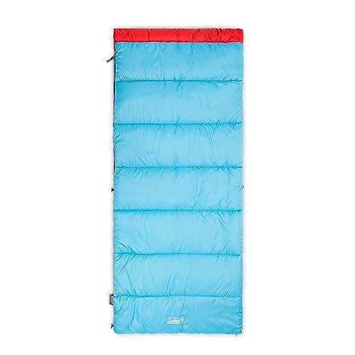 Coleman Flatlands 30/40/50°F Adult Sleeping Bag, Made from 100% Recycled Material, Big & Tall Options, Cool-Weather Sleeping Bag, Blue