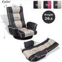 Ergonomic Gaming Chair, 6-Position Reclining Sofa Bed with Lumbar Support, Foldable Floor Lounger with Thick Cushion, Armrests & Side Pockets for Reading, Gray/Beige