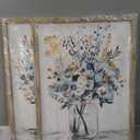 Botanical Wall Art, Blue Wildflower Vase Wood Picture, 18x24 Set of 2, 18" x 24" x 2 Panels