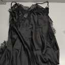 Women's Satin Lace Dress Asymmetric Cocktail Mini Dress Layering Essentials Elegant Dresses Date Night Outfits (Black, S)