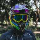OUMURS Adult ATV Dirt Bike Helmet with Goggles Gloves & Mask Quick Release Buckle Adjustable Sun Visor Motorcycle Adult Helmet Off-Road Motocross Downhill Moped MX for Unisex-Adult, Large