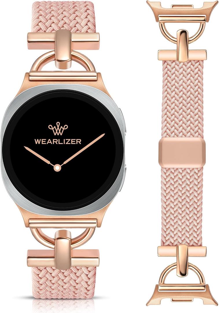 Wearlizer Braided Magnetic Band Compatible with Samsung Galaxy Watch 8 Band 40mm 44mm/Galaxy Watch 8 Classic 46mm, Designer D-Shape Stretchy Elastic Nylon Strap Wristband for Galaxy Watch 8 Women Men