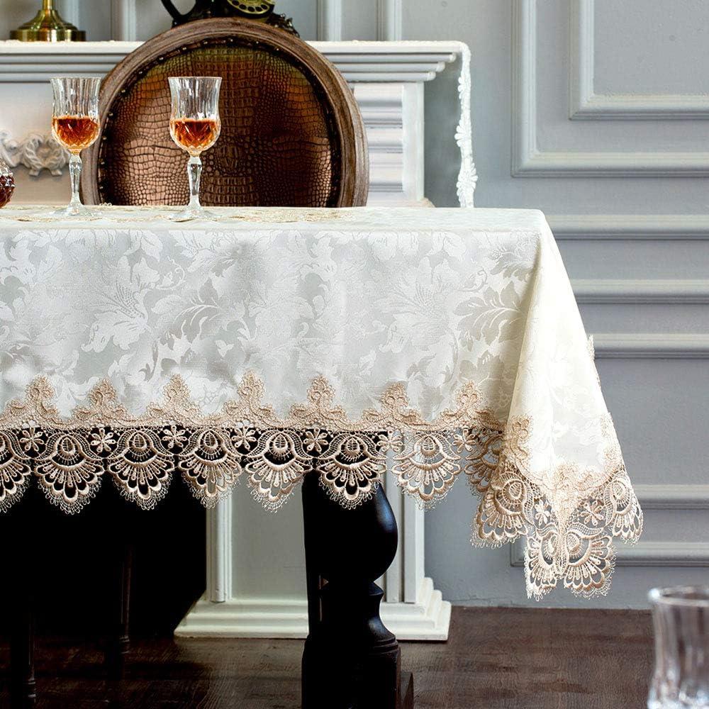 ARTABLE Lace Table Cloth Rectangle Spring Antique Flower Decor Macrame Tablecloth for Outdoor Farmhouse Rustic Kitchen Party Birthday Picnic (Light Brown, 52 x 70 Inch)