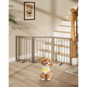 Free Standing Dog Gate Indoor, Foldable Dog Gate for Doorways Stairs, 3-Panel, 24"Tall