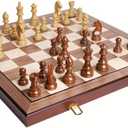 20" Extra Large Folding Chess Set - Walnut Wood Board & Weighted PVC Pieces - Portable Tournament Game for Adults, Travel, Gifts (Perfect for Beginners & Adults)