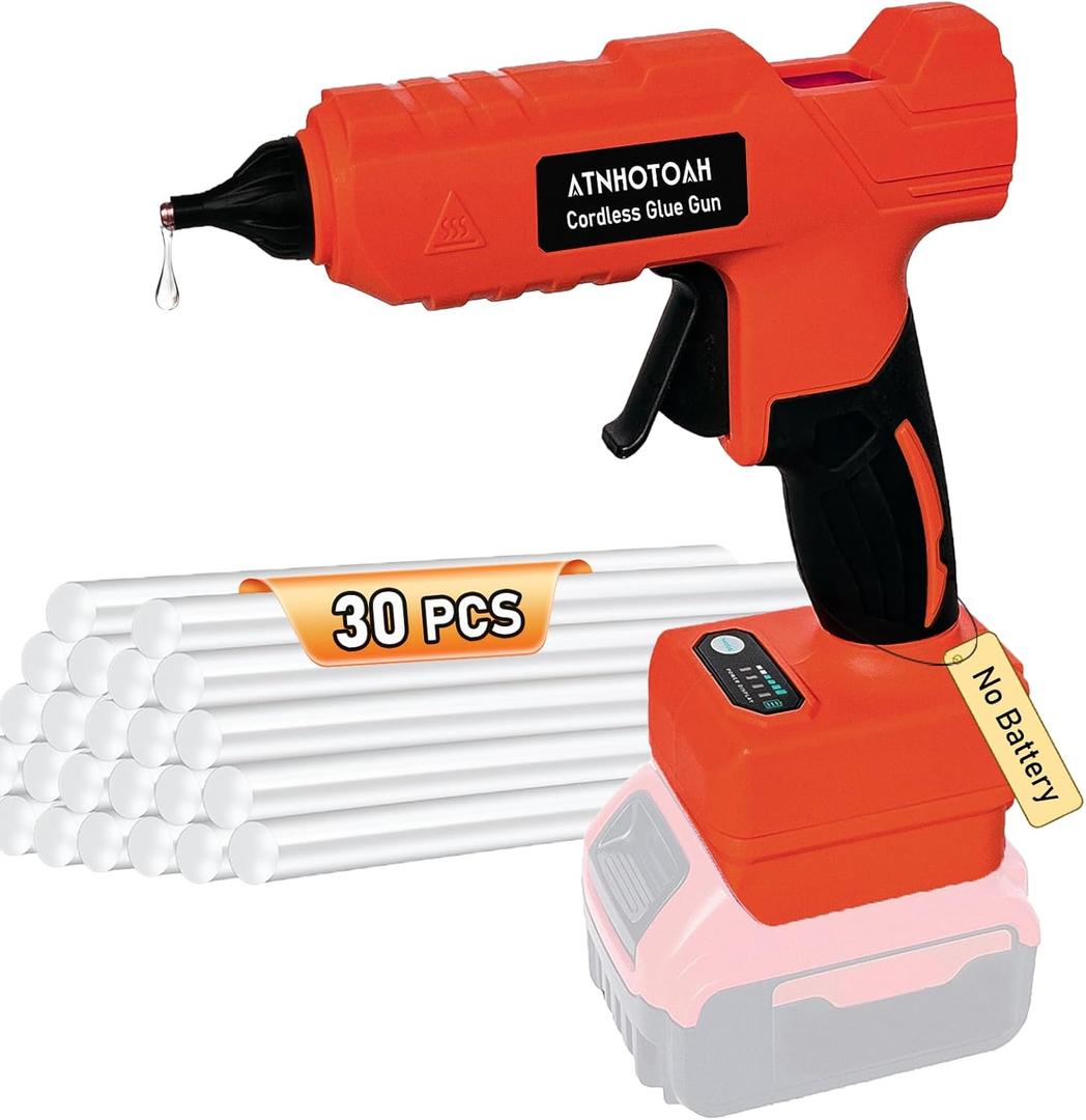Cordless Hot Glue Gun 100W for Milwaukee 18V Battery, High-Temp Handheld Electric Power Glue Gun with 30PCS Full Size Glue Sticks for DIY Crafts, Repairs, Home, Office & School Projects (No Battery)