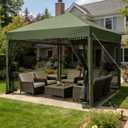 10x10 Pop Up Canopy with Mosquito Netting, Army Green | Ez Up, Portable, Waterproof, UV Protection. Steel Frame. Ideal For Camping, Parties, Patio, Backyard & Outdoor Events.