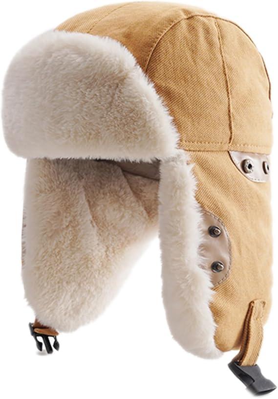 Harlang Unisex Trapper Hat Winter Windproof Cotton Ushanka Russian Hunting Hats for Skiing Khaki