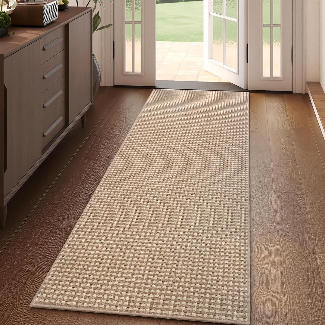 YDKGL Boho 2x5 ft Hallway Runners Rug Woven Washable Long Kitchen Runner Mat Rugs Non Slip, Soft Entryway Laundry Hall Runner Floor Carpet for Indoor Backdoor Bedroom Kitchen Living Room, Brown