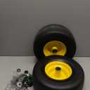 AR-PRO (2-Pack) 13x6.50-6 Flat Free Tire and Wheel, Replacement Solid Smooth Tires for Zero Turn Riding Lawn Mower Front Wheels, 5.5"-7.8" Centered Hub, 3/4" Bearings extra 5/8" & 1/2" Bushings (Yellow(Smooth Tread))