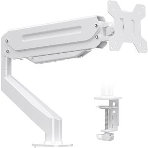 Suptek Single Monitor Mount Adjustable Gas Spring Monitor Arm Desk Mount Stand Fits 17 20 22 23 24 26 27 32 33 inch Monitors,Holds up to 22 lbs,White(MD18W)