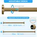 AIZESI One-Piece Brushed Gold Tension Shower Curtain Rod 54-90" No Drilling