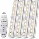LDOPTO Under Cabinet Lights Wireless with Remote Control Dimmable Battery Operated LED Closet Lights Stick-on Kitchen Lighting with Timer for Kitchen Shelf Hallway Stairs, Multiple Colors 4 Pack