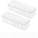 Yesesion 2pcs Clear Plastic Cable Organizer Boxes with Adjustment Compartments, Desk Accessories Storage Case with Lid and 20 Wire Ties for Drawer, Office Supply, Electronic Management