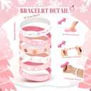 Sabary 48 Pcs Christmas Pencils Silicone Bracelets Set Christmas Party Favors Candy Cane Plaid Snowman Santa Tree Snowflake Pencils Xmas Wristbands Gifts(Pink,7.48 Inch Pencil)