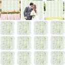 Flower Wall Backdrop 12Pcs 15x15 Inches 3D White Artificial Flower Backdrop Panels Silk Rose Flowers Wall Backdrops Floral Panels for Backdrops Wedding Party Photoshoot Background Decoration