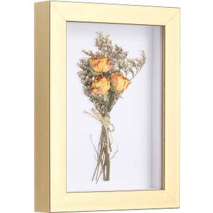uxcell 4x6 Inch Shadow Box Display Frame, 2cm Deep Photo Shadow Box Plastic Display Case Wall Mount & Tabletop Display for DIY Photos Flowers Memorabilia Wedding Birthday, Gold