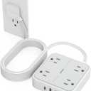 Surge Protector Flat Extension Cord 15Ft, TESSAN Flat Plug Power Strip with 4 Outlets 3 USB Ports (1 USB C), 900 Joules Protection, Multiple Wall Outlet Extender Suitable for Home Office Dorm, Grey