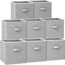 Criusia Large Storage Cubes - 13 Inch Heavy Duty Fabric Storage Bins for Shelves Closet, Cube Organizer - 8 Pack Collapsible Cube Storage Bins Baskets for Organizing Clothes Blankets Toys (Grey)