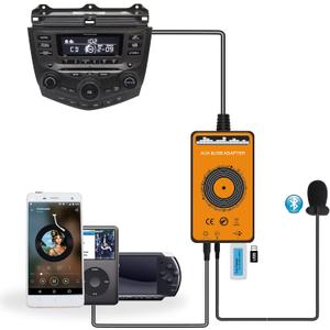 Car Bluetooth Transmitter with USB & AUX Input Interface for Honda Accord 2003-2012, Civic 2006-2014, CR-V 2004-2014, Odyssey 2005-2010, Pilot 2006-2014, TSX 2004-2011, MDX 2005-2006