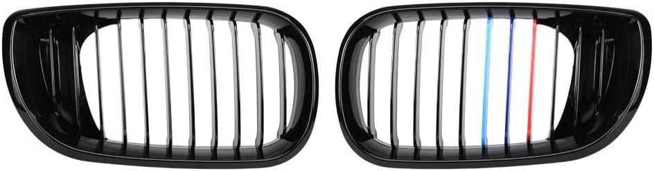 Pair Glossy Black M-Color Kidney Grille Grill Compatible with 2002-2006 BMW E46 320i 325i 325xi 330i 330xi Sedan