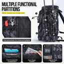 PLUSINNO Fishing Backpack with Rod Holders Tackle Box, 42L Large Water-resistant Fishing Tackle Bag Store Fishing Gear (Black Camouflage.)