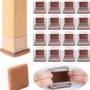 Ezprotekt 24 Pcs XL Square Clear Chair Leg Floor Protectors, Silicone Felt Furniture Pads Caps for Hardwood Floor, Dining Table Bar Stool Leg Protectors Leg Cups Covers (XL Fit: 1.5"-2")