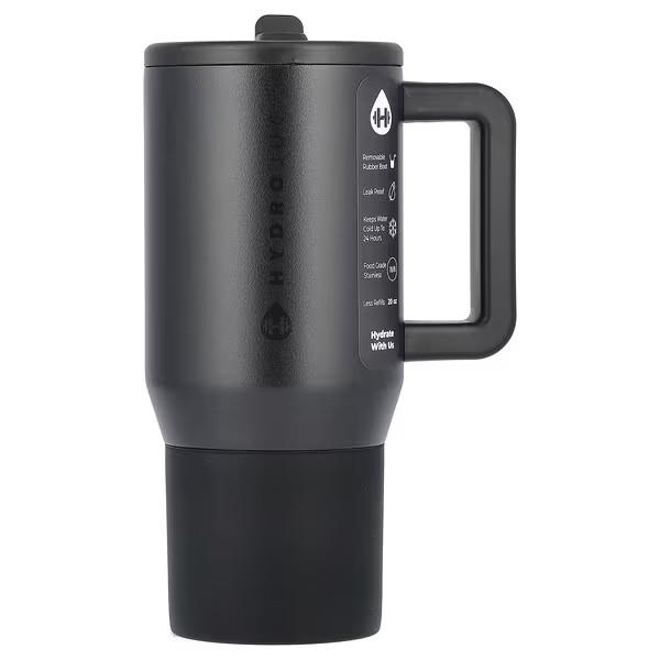 HydroJug Sport - Stainless Steel Tumbler with Straw, Vacuum Insulated, 40oz Leakproof Water Bottle, Ergonomic Design, Reusable, Dishwasher Safe, Rubber Base, Durable for Gym or Outdoors, Black Leopard