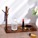 PH PandaHall Wood Key Tray for Entryway Table Key Holder Jewelry Tray for Home Decorations with Hanging Organizer Ring Bracelet Stand Tray for Watch Glasses Phone12.9x4.7x8.9 Inches, Brown