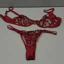 Lilosy Sexy Underwire Cute Push Up Strappy Embroidered Mesh Sheer Lingerie Set See Through Panty Bra (Small)