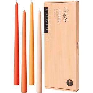 Viyffo 12 Inch Orange Taper Candles 4 Pack Unscented Smokeless Long Tall Tapered Candles for Candlesticks Sticks Wedding Home Decor Dinner