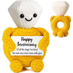 Romantic Anniversary Diamond Ring Gifts for Men, Valentines Day Gift for Wife, Husband, Girlfriend, Boyfriend, Handmade Crochet Diamond Gift for Happy Birthday, Easter, Wedding Gifts for Couples 2026