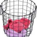 Round Black Iron Laundry Basket with Handles, Modern Style for Laundry Room Storage