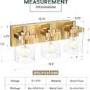 Bathroom Light Fixtures Over Mirror, 3-Light Brushed Gold Vanity Light with Square Clear Glass Shade, Modern Wall Sconces, Vanity Lighting Fixtures, VL194-BG-3