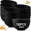 Geosar 18 Pcs Unbreakable Cereal Bowls 24 Oz Microwave and Dishwasher Safe Wheat Straw Fiber Lightweight Bowl for Soup Kitchen Serving Salad Dishes Oatmeal(Black)