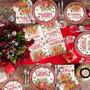 Christmas Gingerbread Plates and Napkins,Christmas Decorations Red Black Buffalo Plaid Ice Cream Sweet Christmas Gingerbread Man Tableware for Xmas Winter Holiday Party Supplies Decor