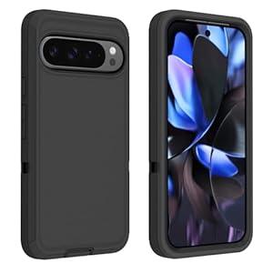 for Google Pixel 9 Pro XL Case, Soft TPU Hard PC Heavy Duty Protective Case Shockproof Dustproof 3 in 1 Phone Cover for Google Pixel 9 Pro XL - Black
