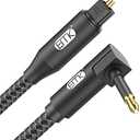 EMK Premium 90° Right-Angle Mini Toslink Cable (3Ft/1M) - 3.5mm Optical Digital Audio Cable for Sound Bars, TVs & Home Theater - SPDIF/Toslink Compatible, Black