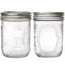 Wide Mouth Mason Jars 16 Oz (2-Pack) with Metal Airtight Lids & Bands, Glass Jars for Fermenting, Pickling, Preserving, Meal Prep, or DIY Decors and Projects