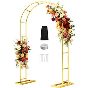 Patent Applying DEVISEFUN 7.2FTx4.3FT Balloon Arch Stand,Metal Pergola Arbors,Garden Arbors and Arches Trellis for Climbing Plants Outdoor,Gold Wedding Arch for Party Decoration Wide Arbor