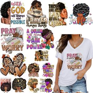 14 Sheets Iron On Transfer Vinyl Sticker Heat Press Decals for T Shirt Design Washable Black Woman Heat Transfers Patches for Jean Jackets Ready to Press DIY Decoration Applique