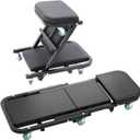 POLARBEAR Mechanic Creeper 40" Z Creeper Seat, 2 in 1 Rolling Folding Car Stool, Automotive Chair with 6 Mute Swivel Casters, Under Car Auto Repair for Man Gift 500 lbs Capacity Black