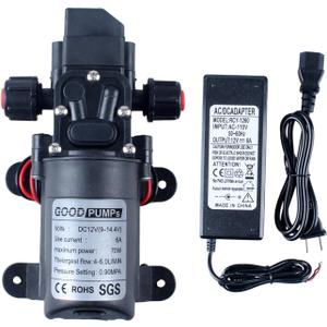 Water Pressure Pump Sprayer Self Priming Pump 12v DC 70W 0.9MPA 130psi Home Booster Connected to 11.5mm/0.45inch 17.3mm/0.68inch Pipe for 4-6L/Min with Power Adapter
