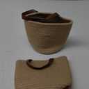 DULLEMELO Small Jute Hanging Basket 2 Pack - 7"D x 8"H, Woven Storage Basket With Leather Handle, Wall Decor Plants