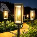 WdtPro 8 Pack Tall Solar Pathway Lights Outdoor, Bright Solar Powered Garden Lights Waterproof, Auto On/Off, Up to 15H Outdoor Lighting for Lawn Patio Walkway Driveway Path Yard Decor